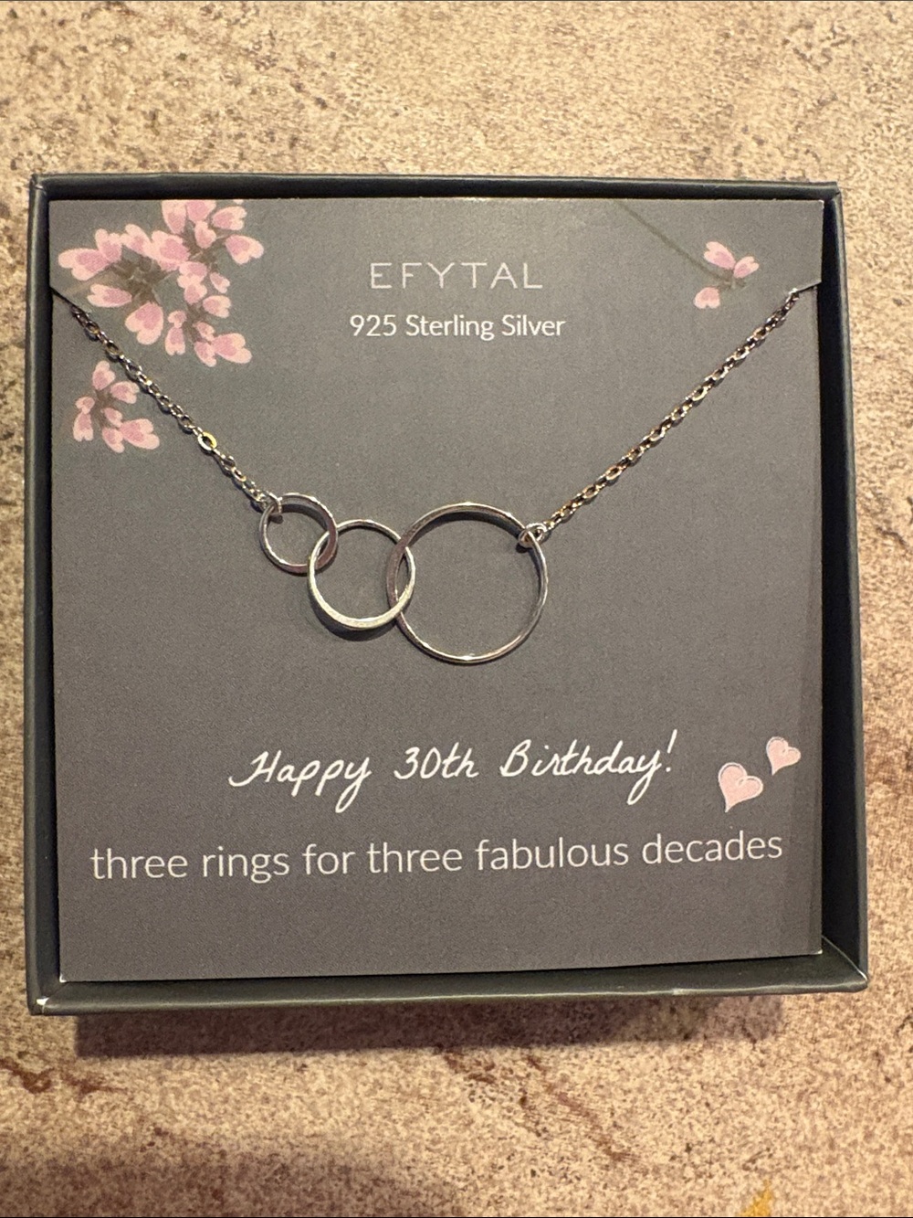 NIB Sterling Silver Triple Ring Necklace in Silver